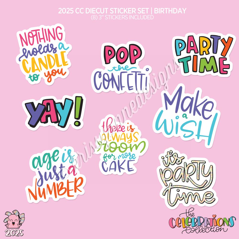 CC Diecut Sticker Set | 2025 Birthday Quotes (April Coordinates)
